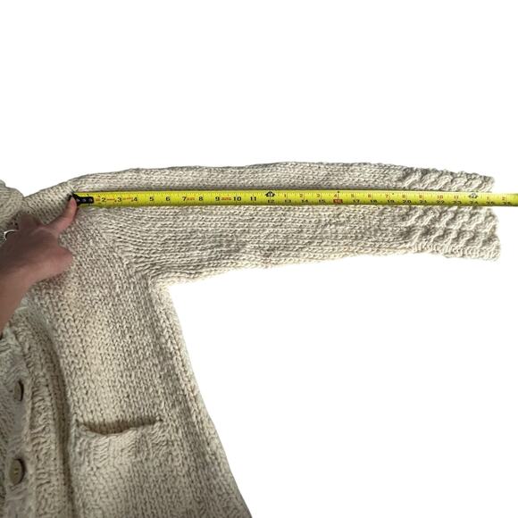 Carraig Donn Sweater Irish Hand Knit Wool Cardigan Women Large Cream Beige READ - Picture 5 of 16